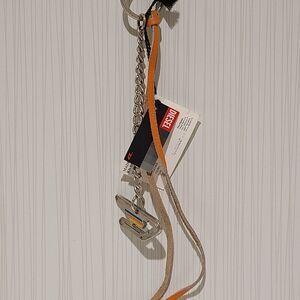 Diesel Silver and Orange Key Holder With Metal Superstar Charm